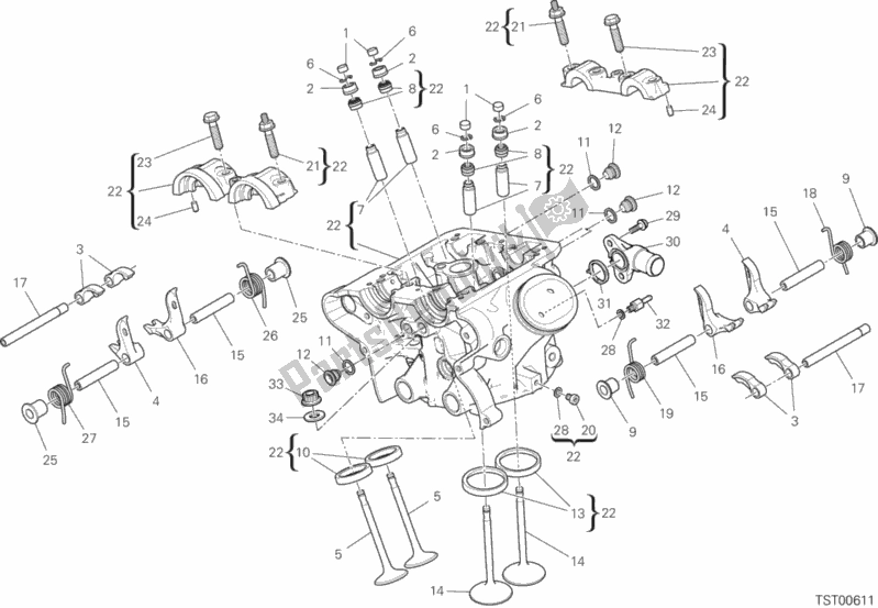 Alle onderdelen voor de Verticale Cilinderkop van de Ducati Multistrada 1260 Enduro Touring USA 2020